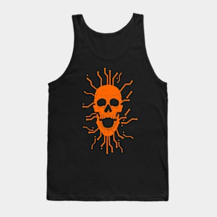 Cyber Skull - orange Tank Top